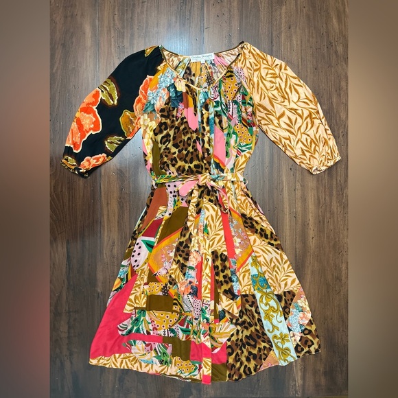 Geisha Designs Paras & Shalini Collage Dress Size S P Anthropologie Boho Peasant - Picture 9 of 16